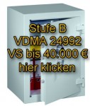 Tresore Sicherheitsstufe B VDMA 24992, Versicherung bis 40.000 €